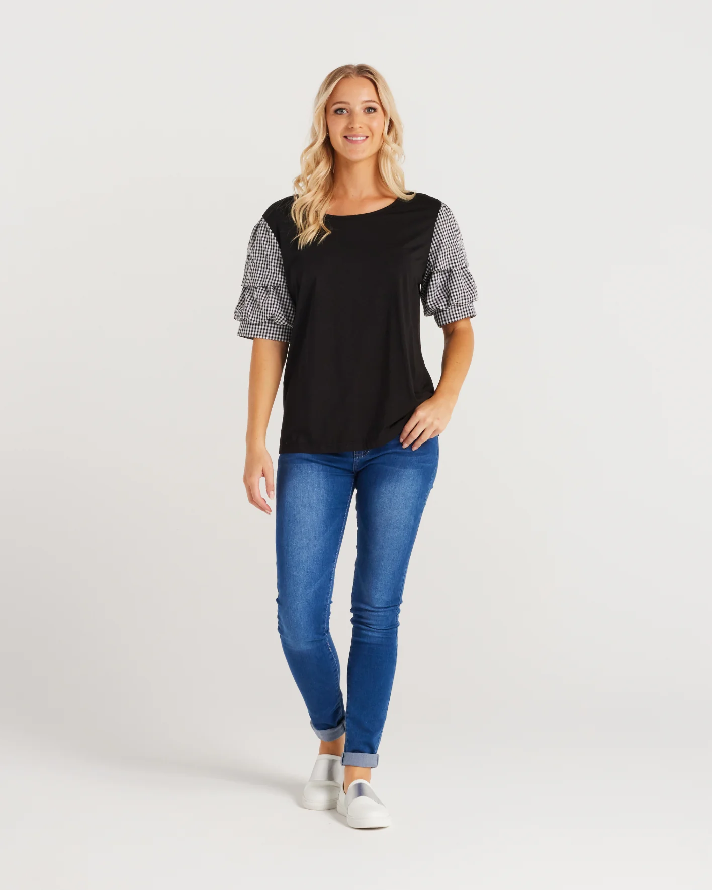 Zafina Elodie top Black check - Image 2