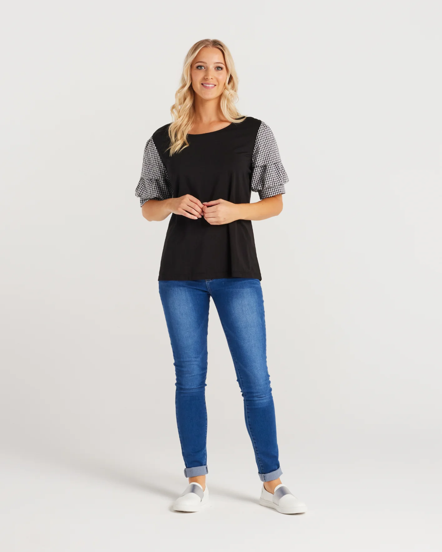 Zafina Elodie top Black check - Image 3