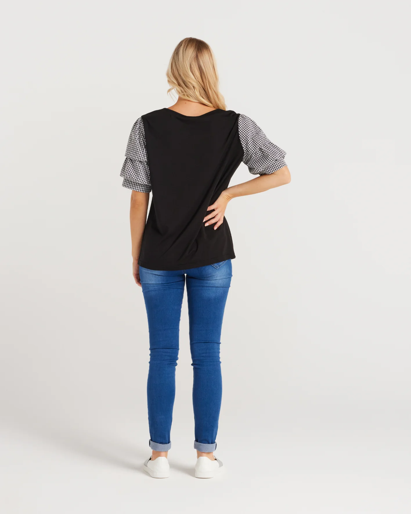 Zafina Elodie top Black check - Image 6