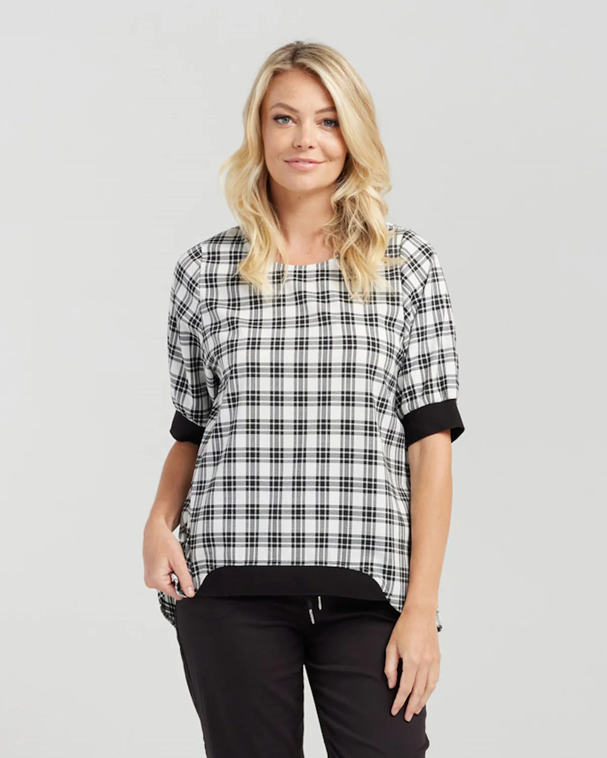 Zafina Havana Top - Black Plaid