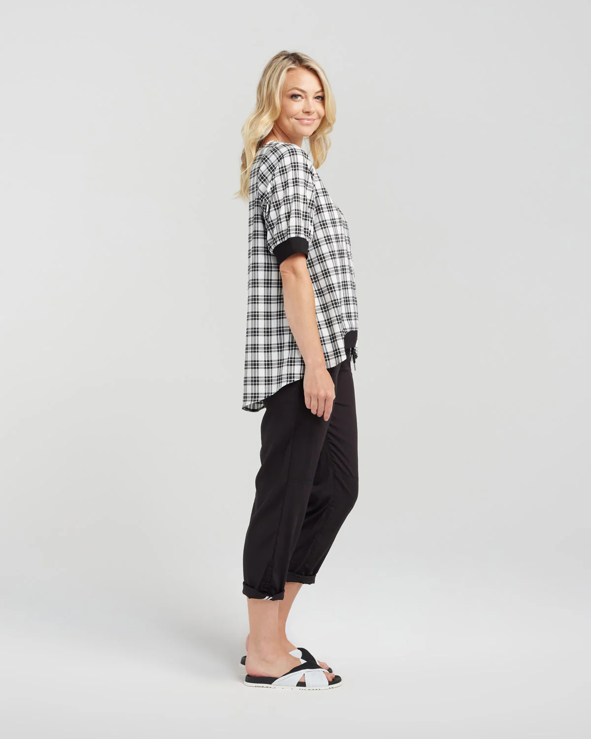 Zafina Havana Top - Black Plaid - Image 11