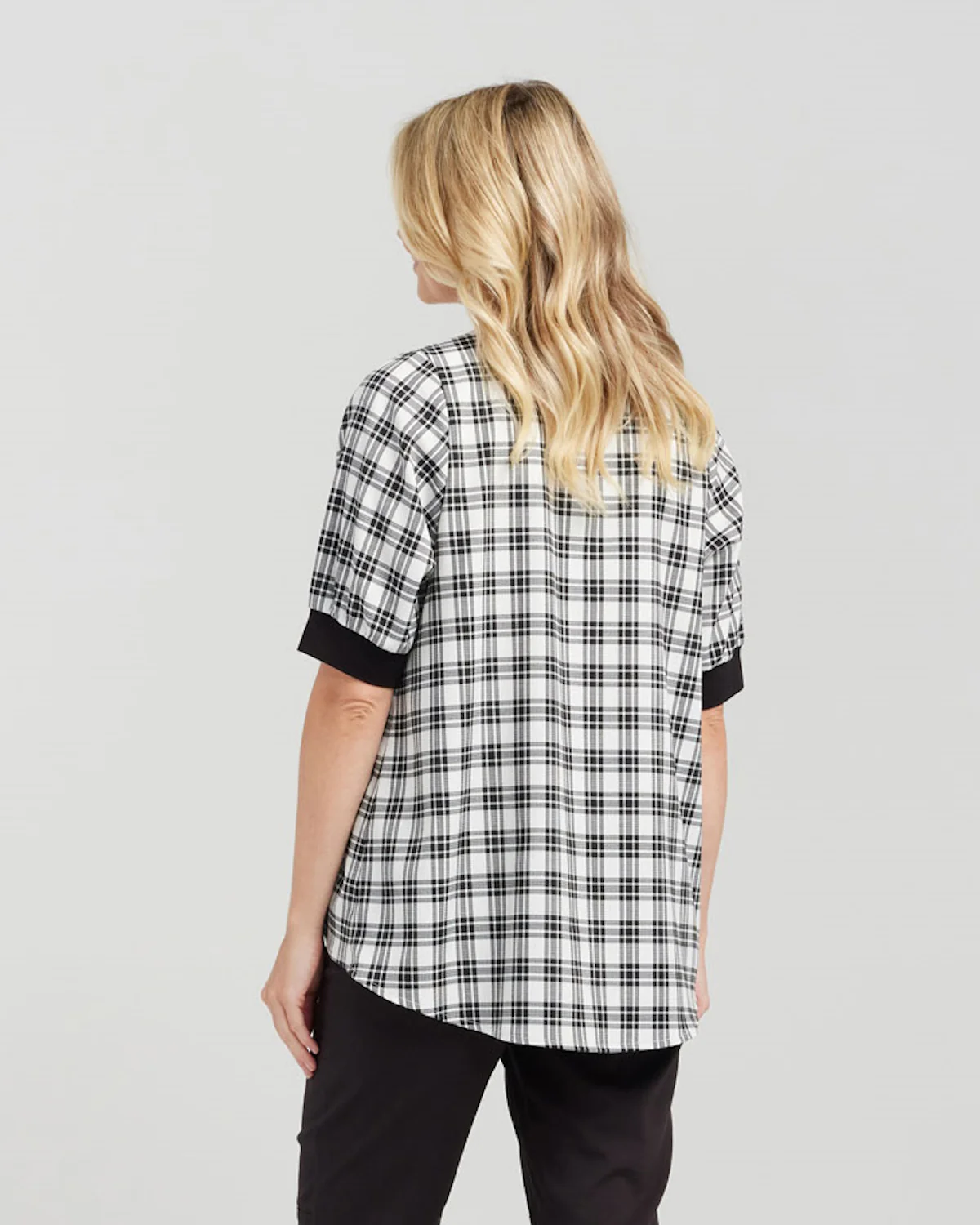 Zafina Havana Top - Black Plaid - Image 2