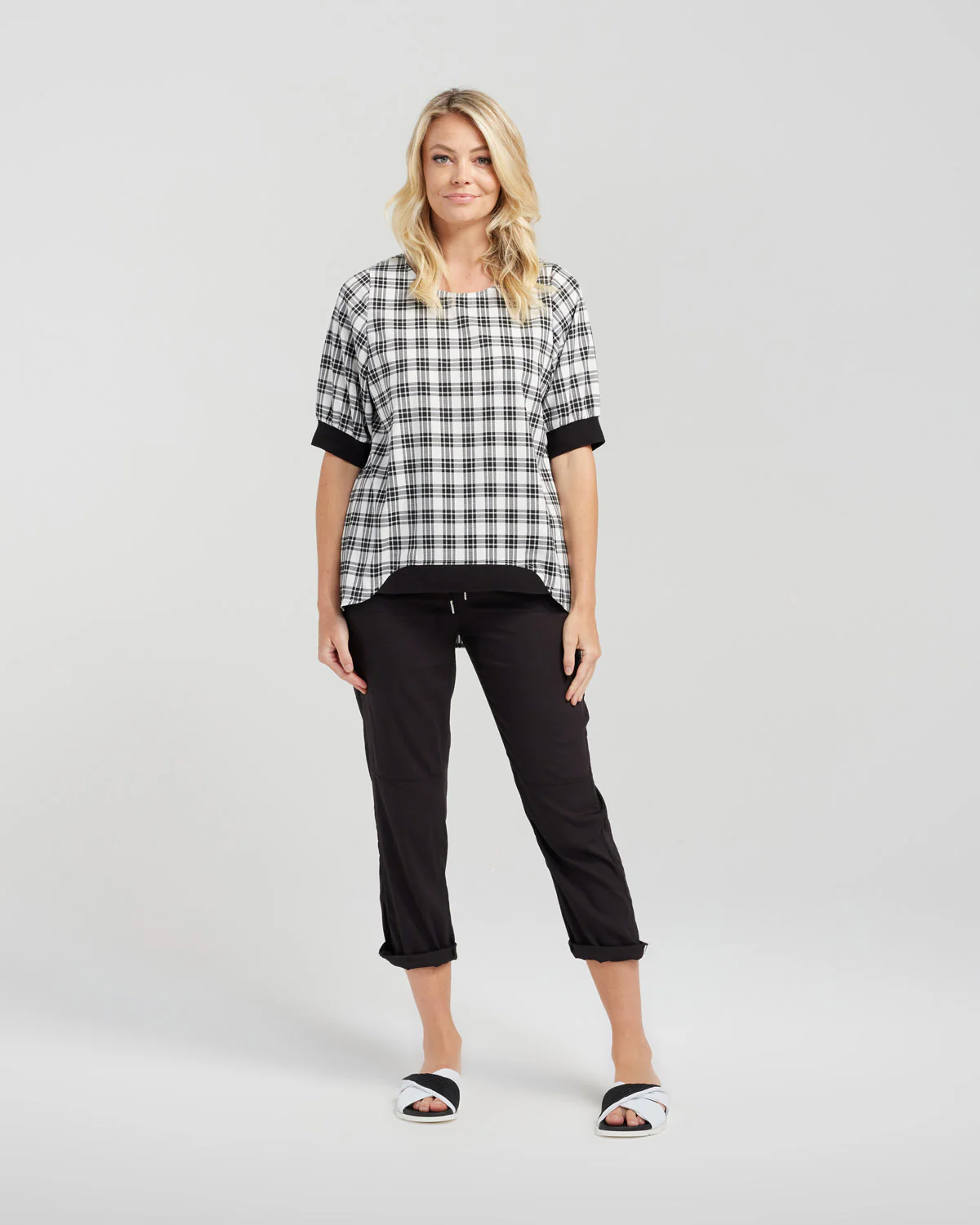 Zafina Havana Top - Black Plaid - Image 7