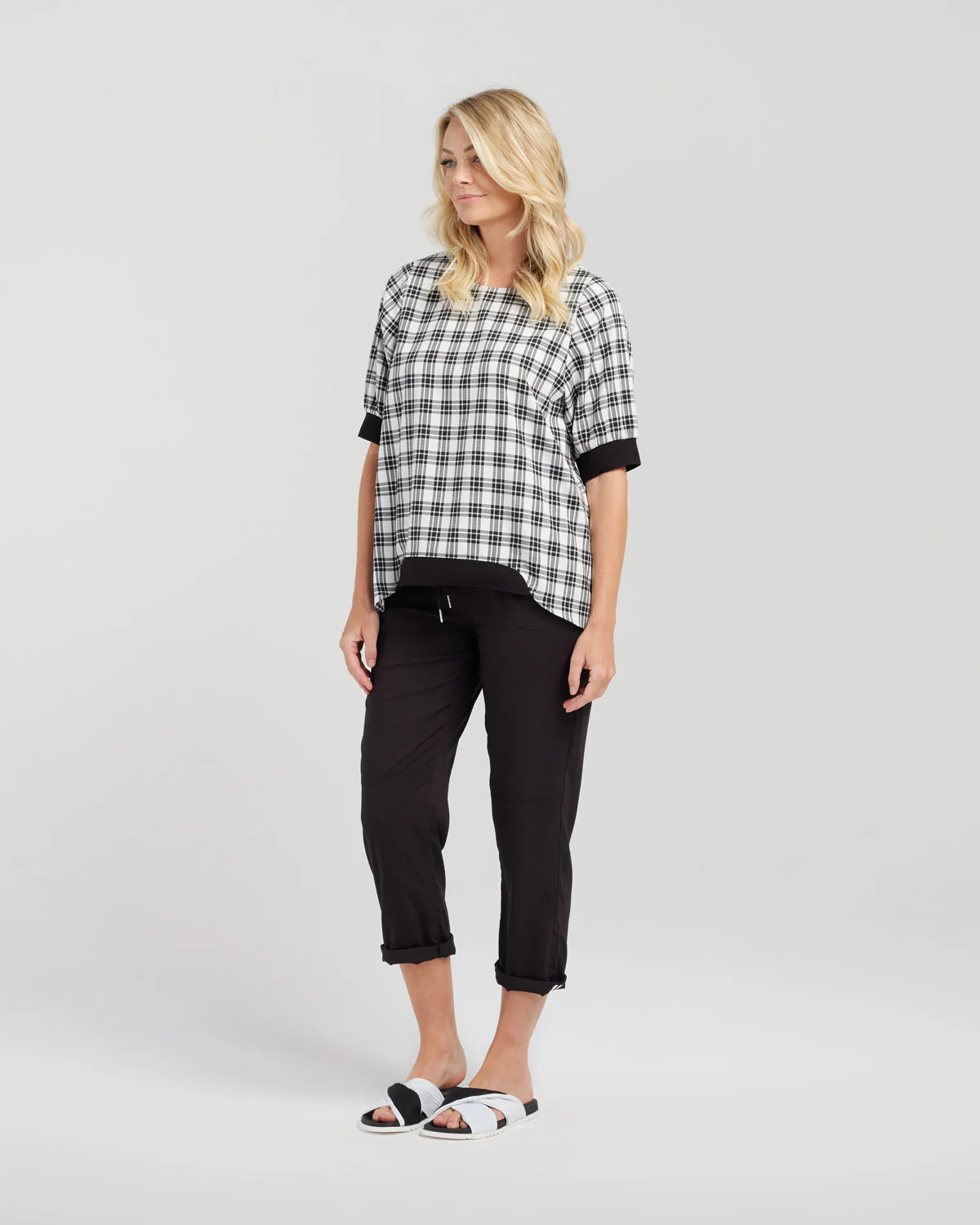 Zafina Havana Top - Black Plaid - Image 8