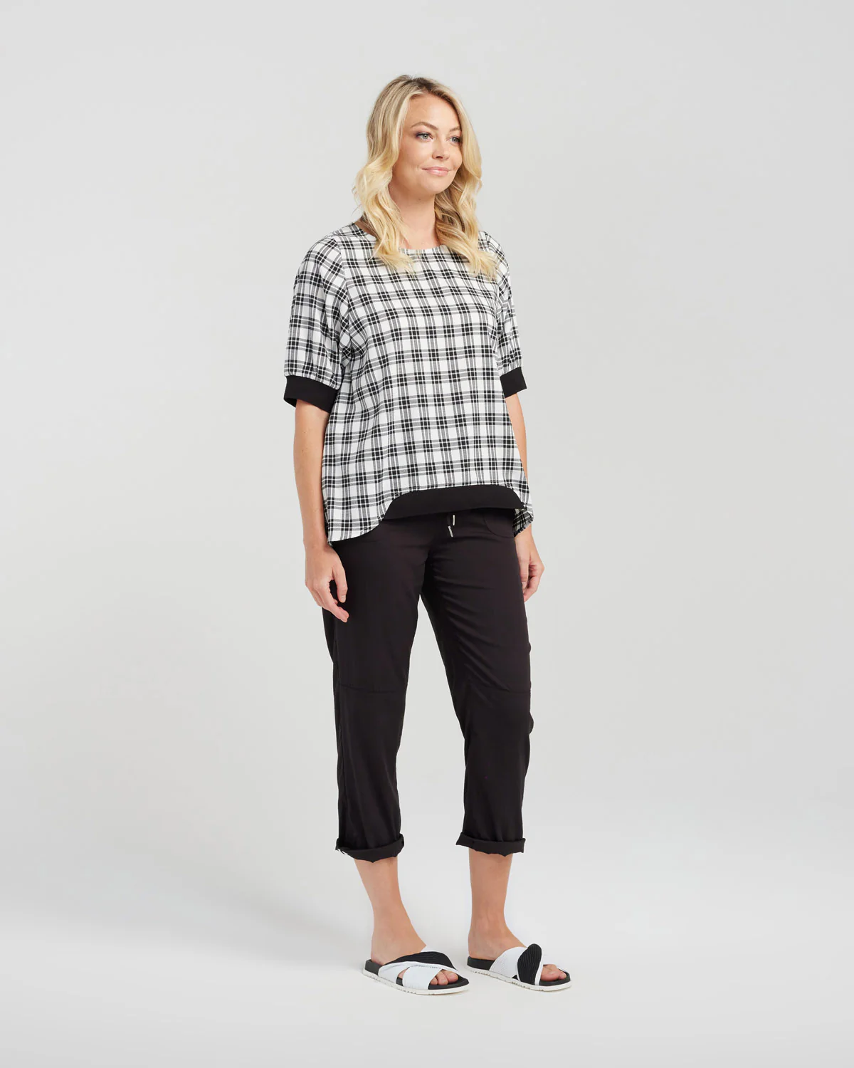 Zafina Havana Top - Black Plaid - Image 9