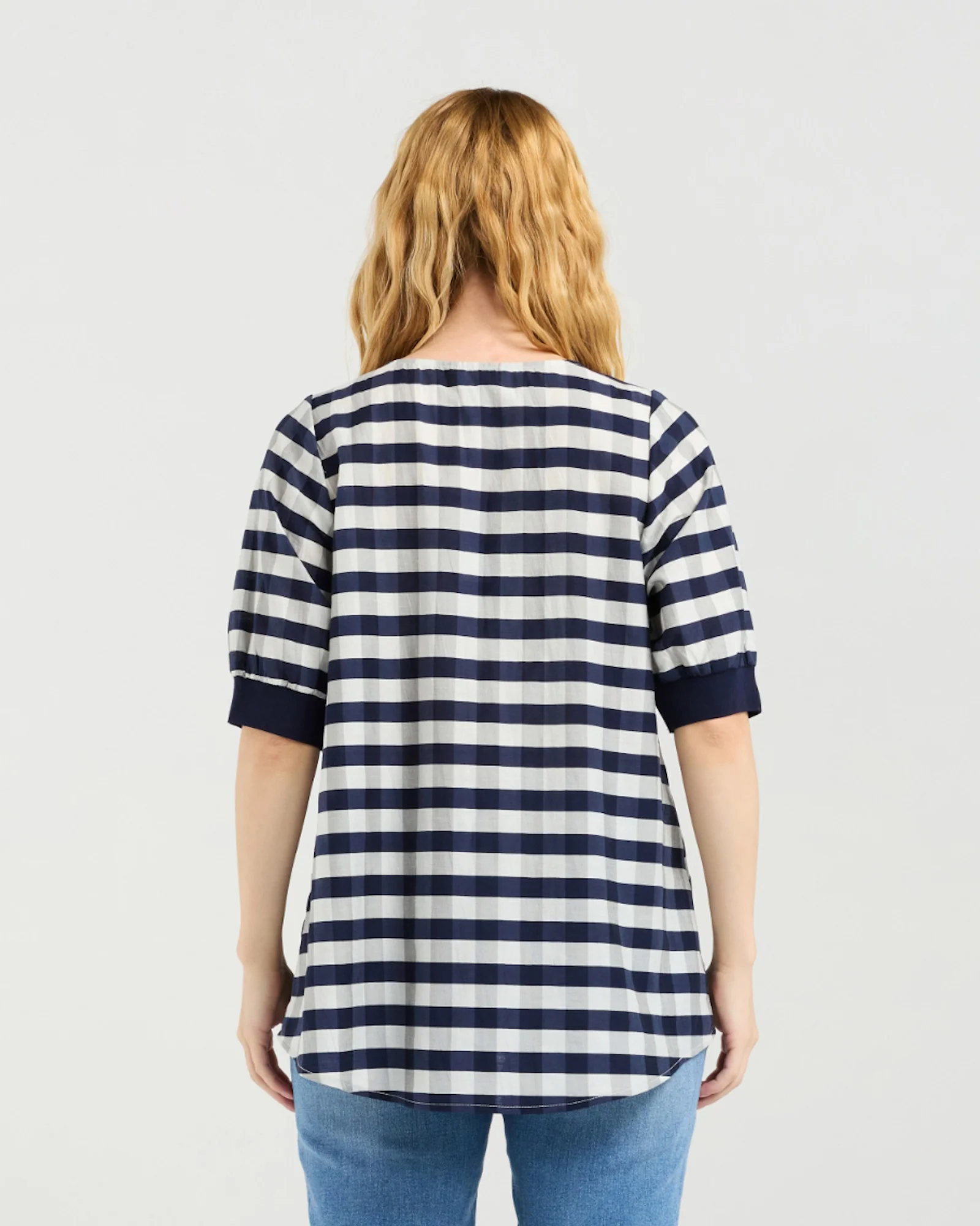 Zafina Havana Top - Navy Check - Image 2