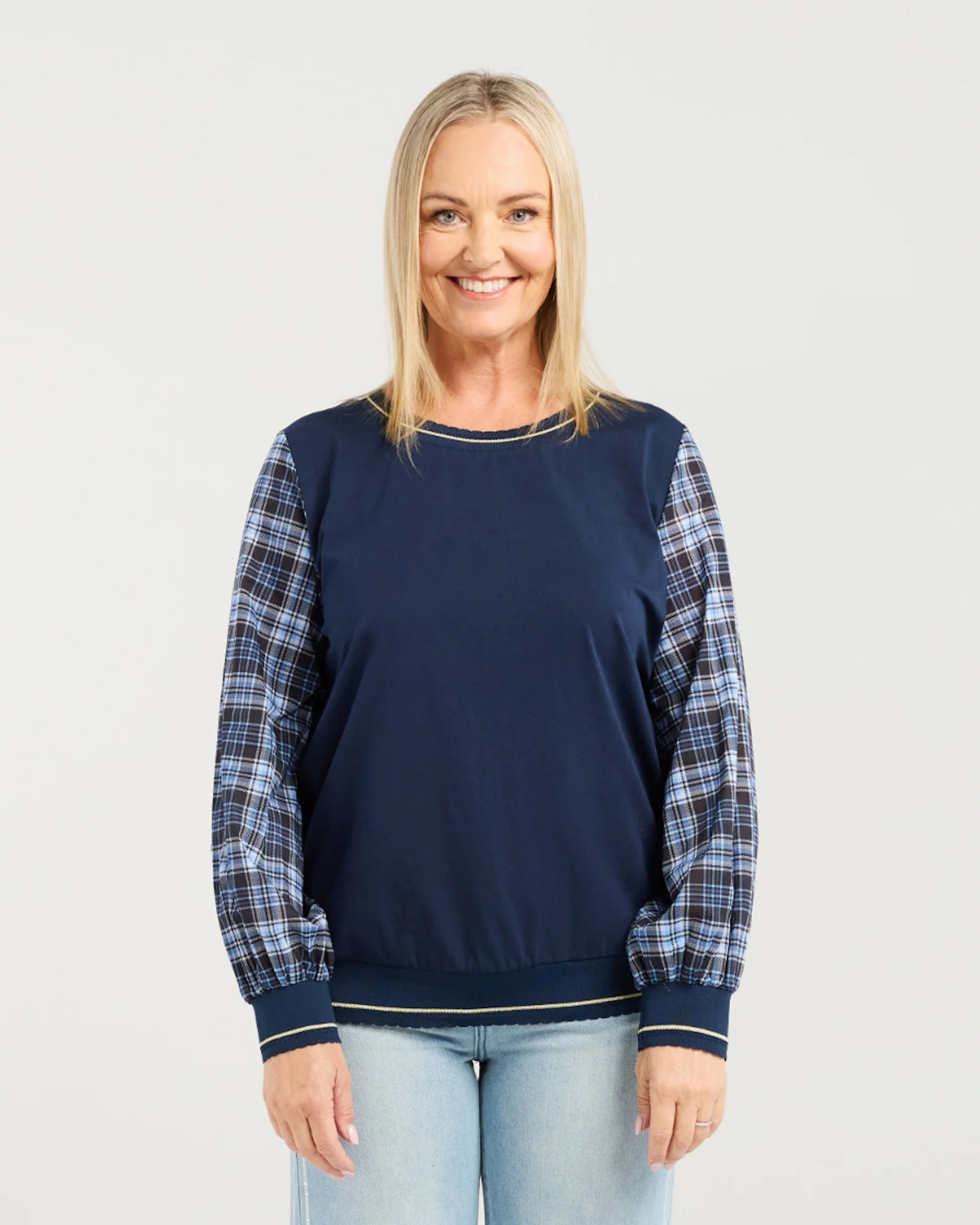 Zafina Isadora Top Plaid Night