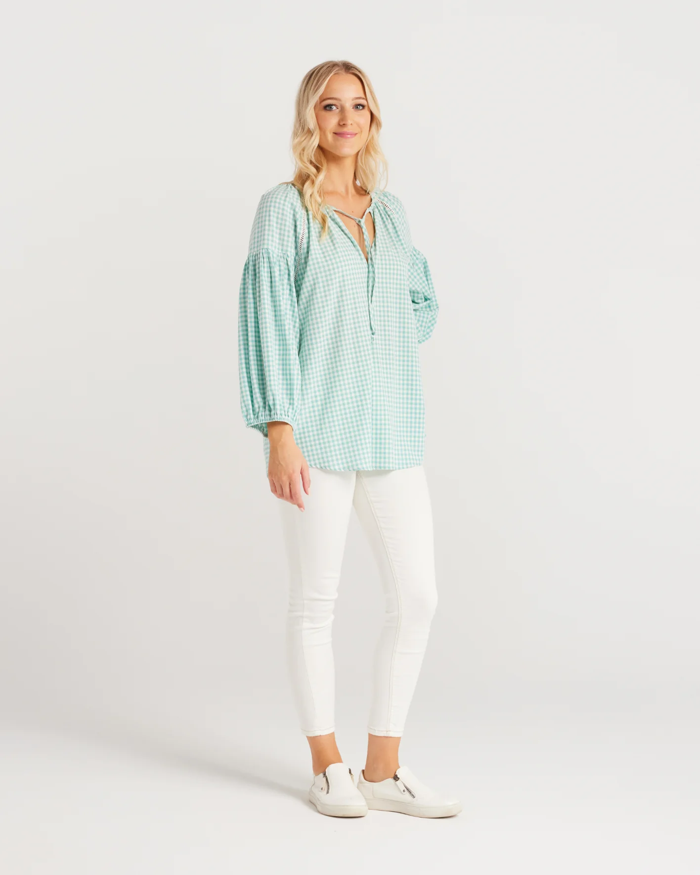 Zafina Josephine Top Mint Check - Image 3