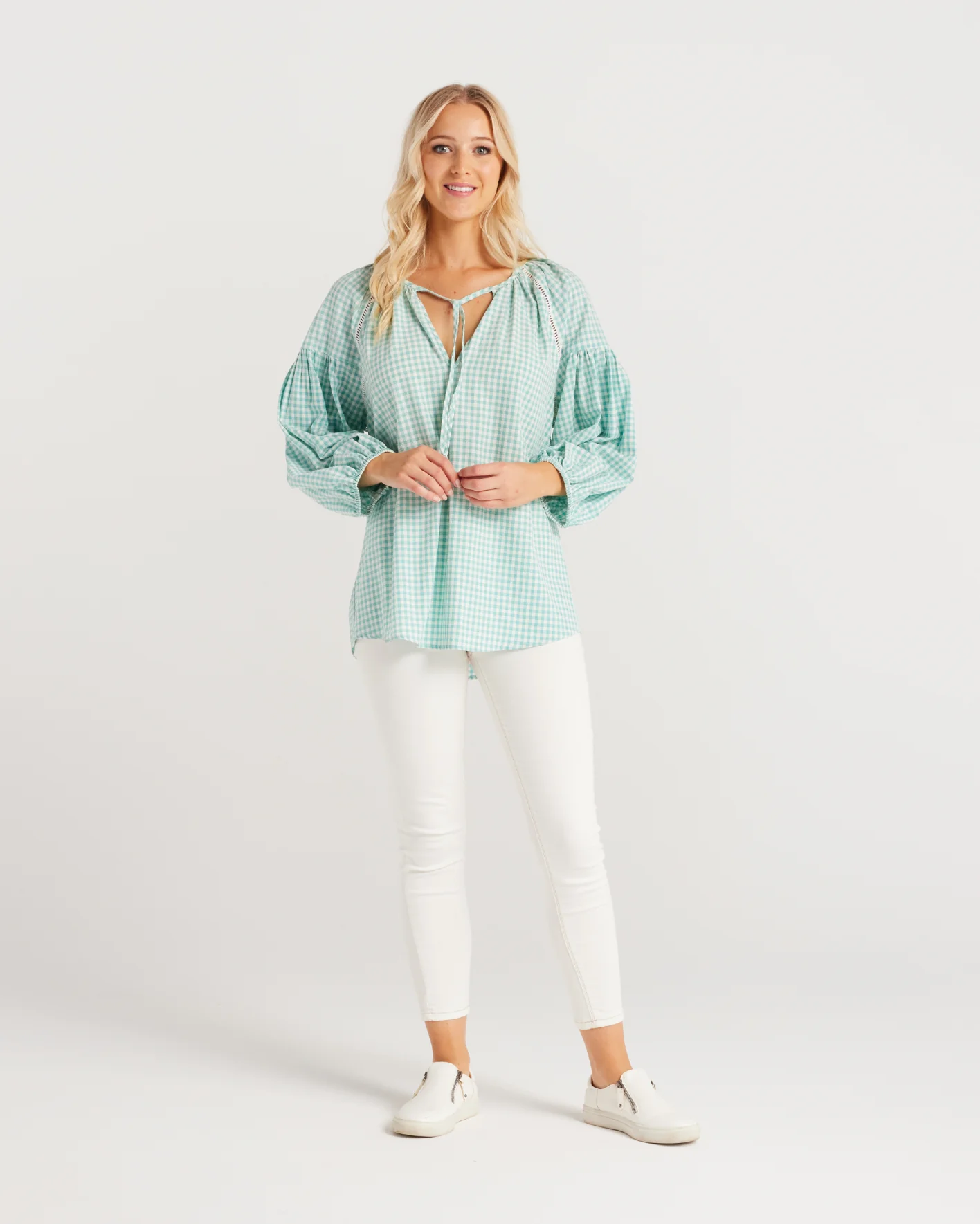 Zafina Josephine Top Mint Check - Image 5