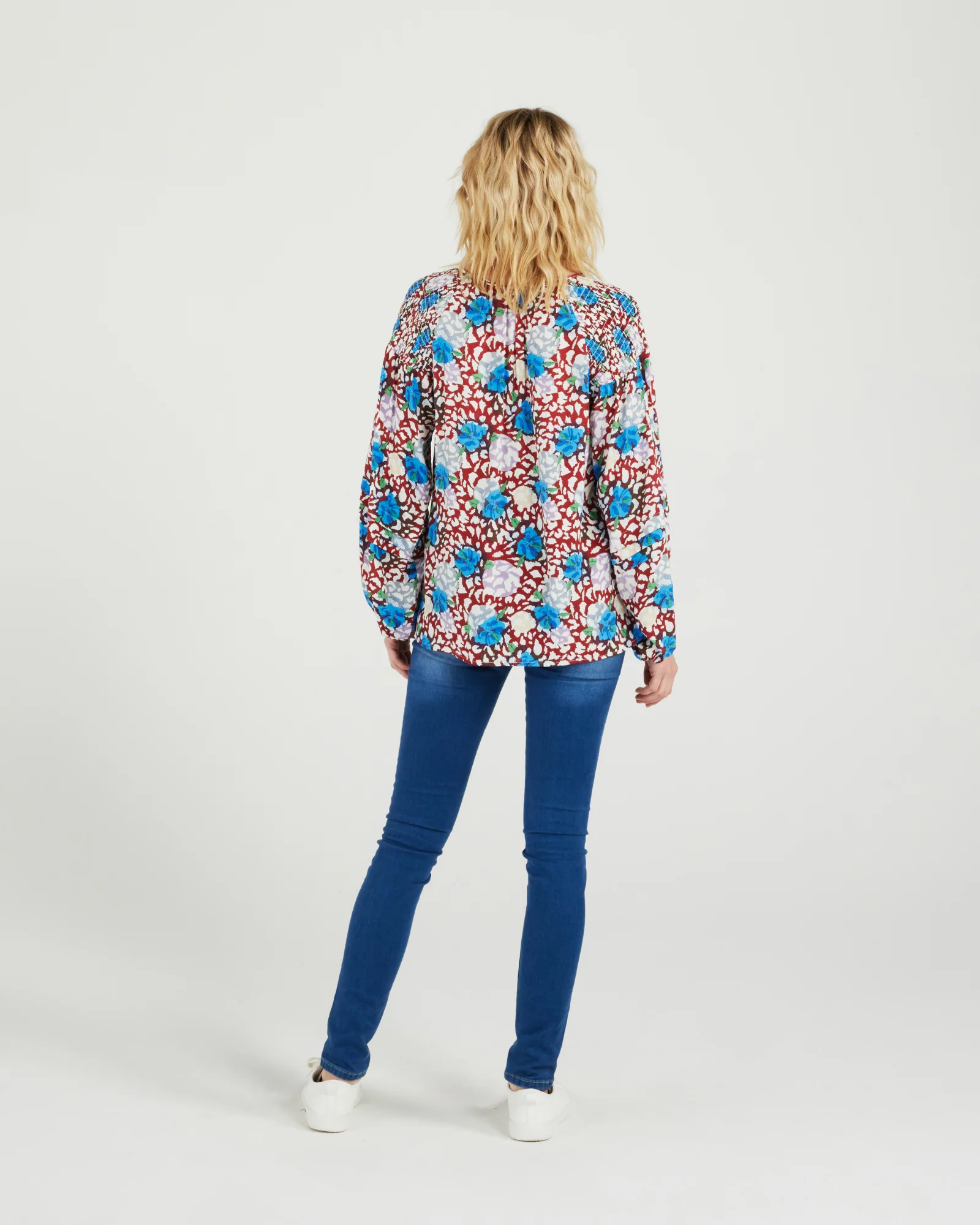 Zafina Leah Top Blue Flower - Image 3