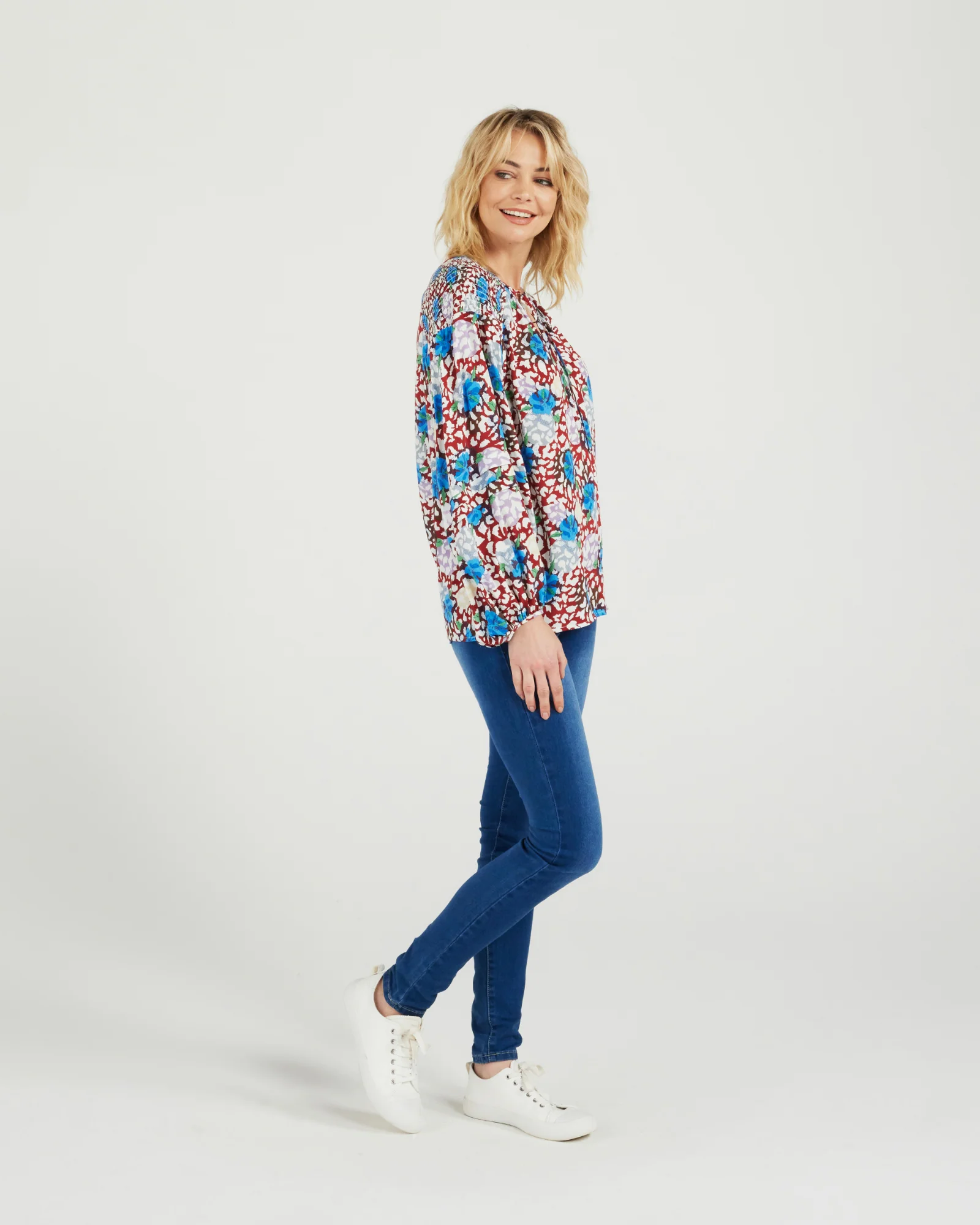 Zafina Leah Top Blue Flower - Image 4