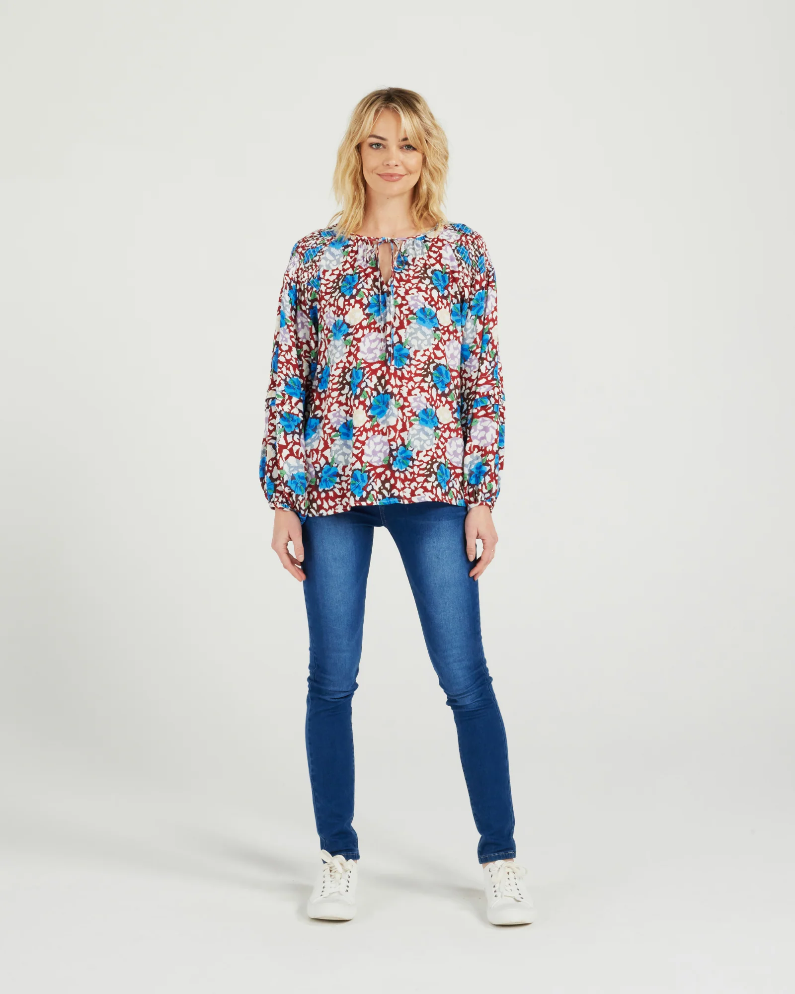 Zafina Leah Top Blue Flower - Image 5