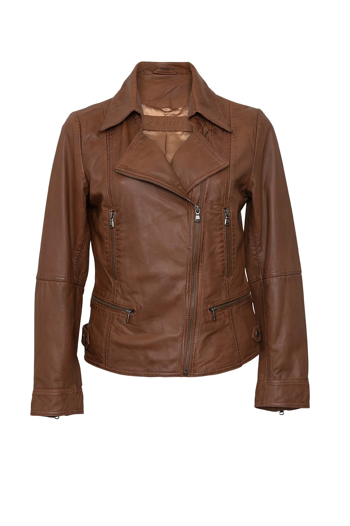 Zafina Leather Jacket-Toffee