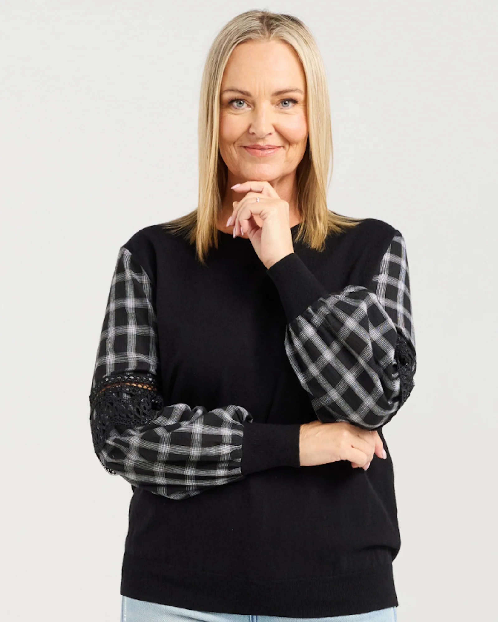 Zafina Lilith Top Black Check