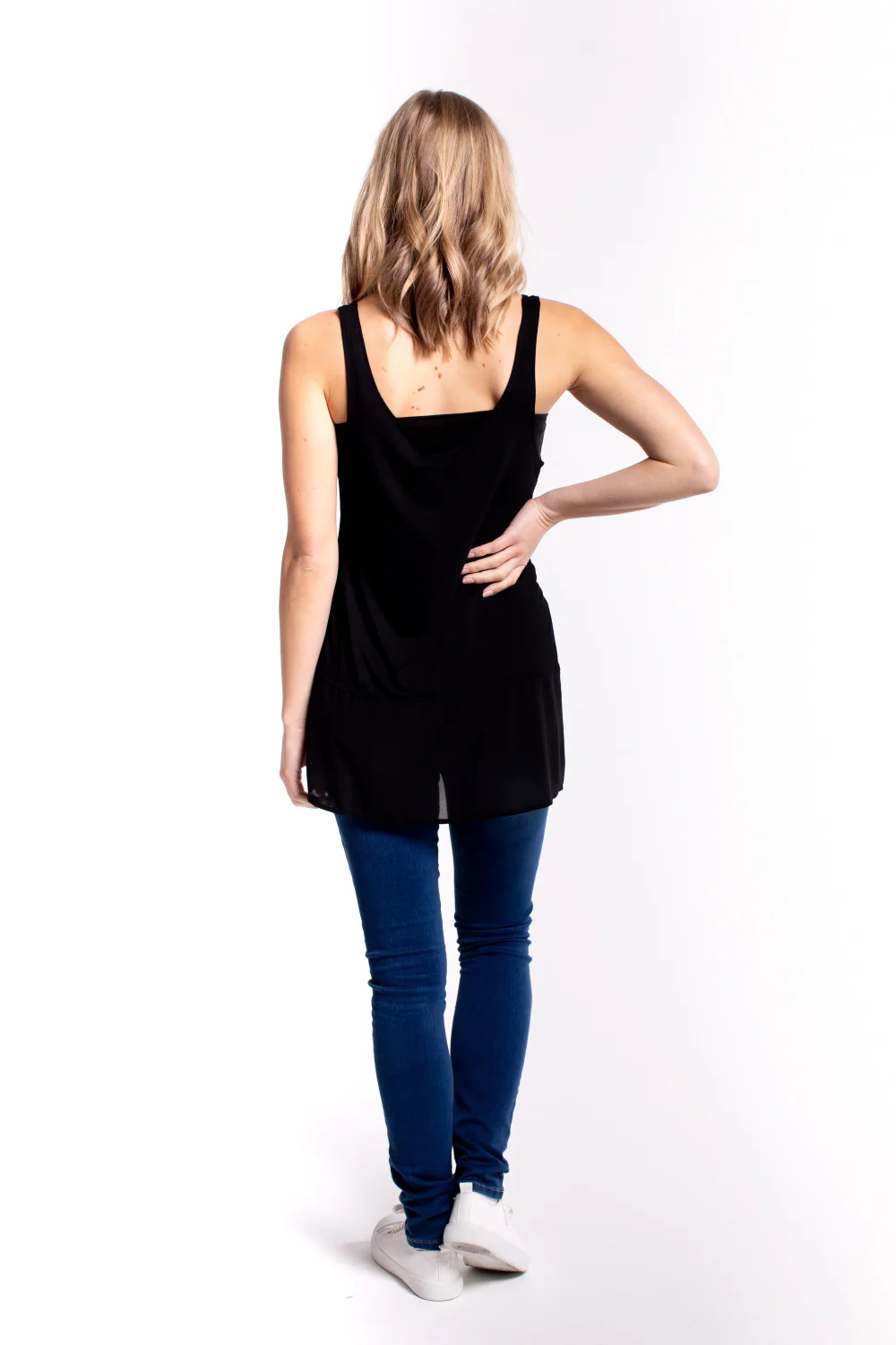 Zafina Longline Top - Black - Image 5