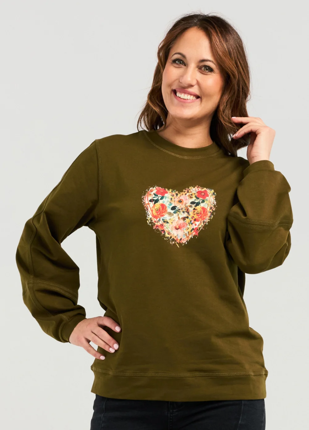 Zafina Louise Sweat-Olive - Image 2