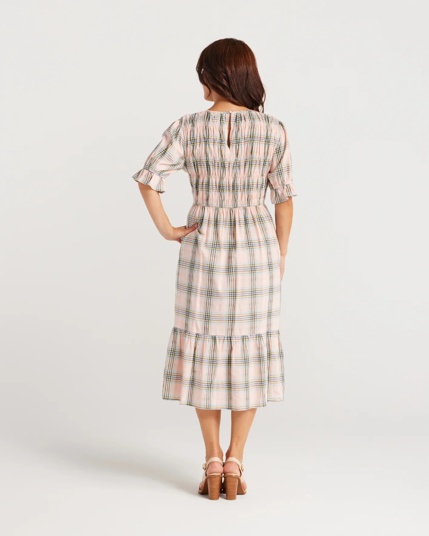 Zafina Margot Dress Pink Yellow Plaid - Image 4