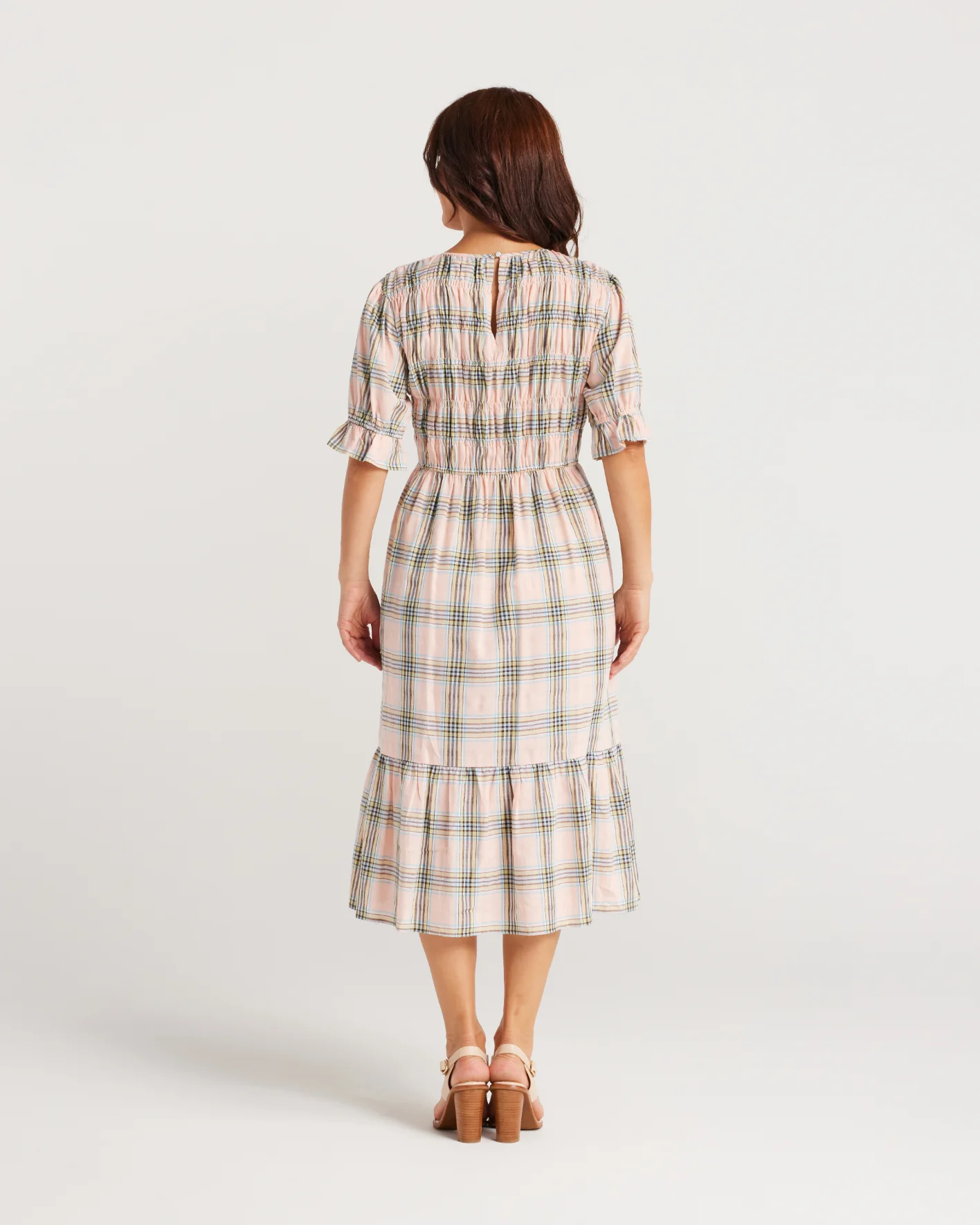 Zafina Margot Dress Pink Yellow Plaid - Image 5