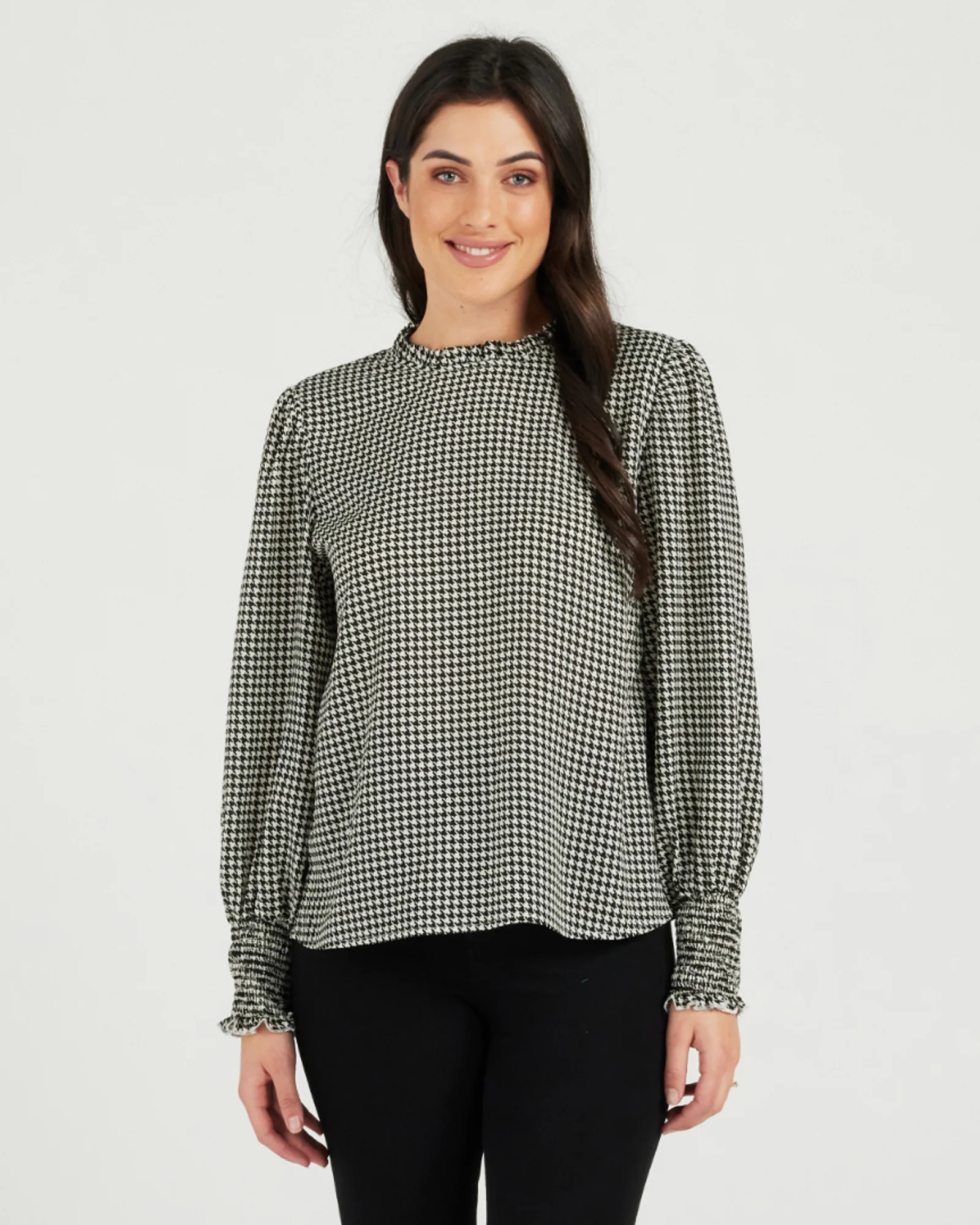 Zafina Maria Top Houndstooth