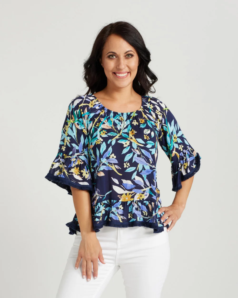 Zafina Saffron Top - Floral Midnight