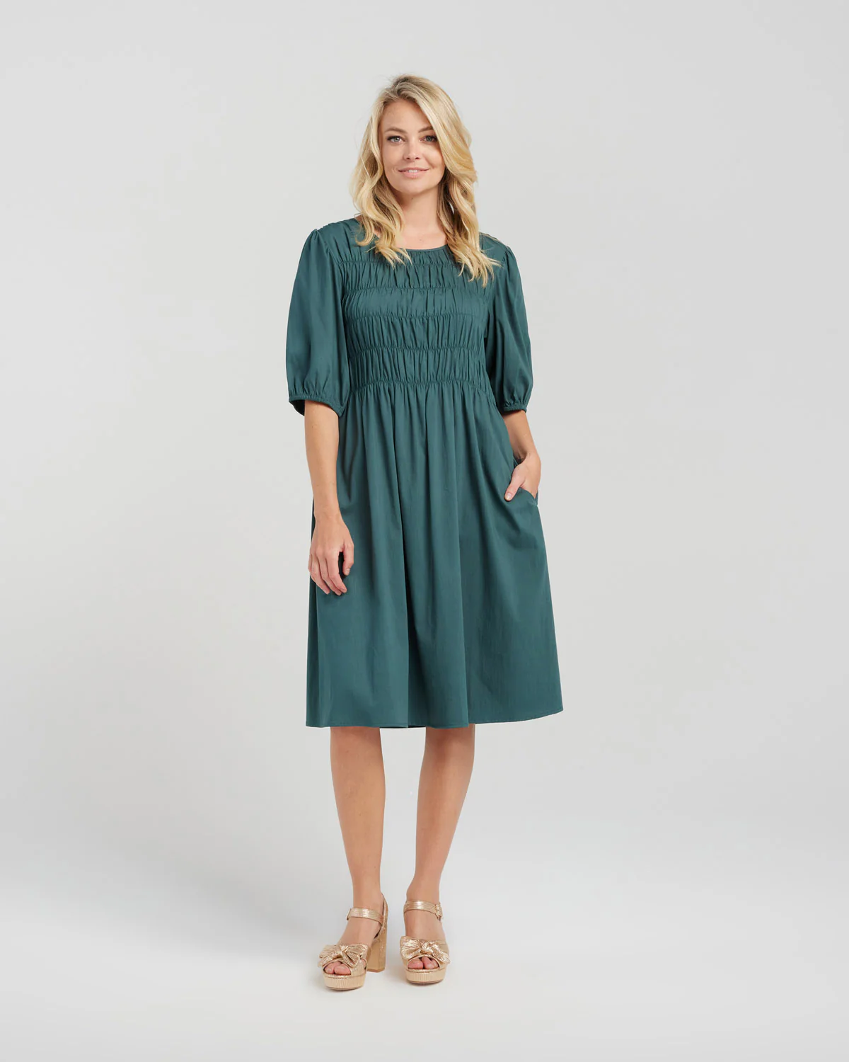Zafina Sienna Dress - Deep Green