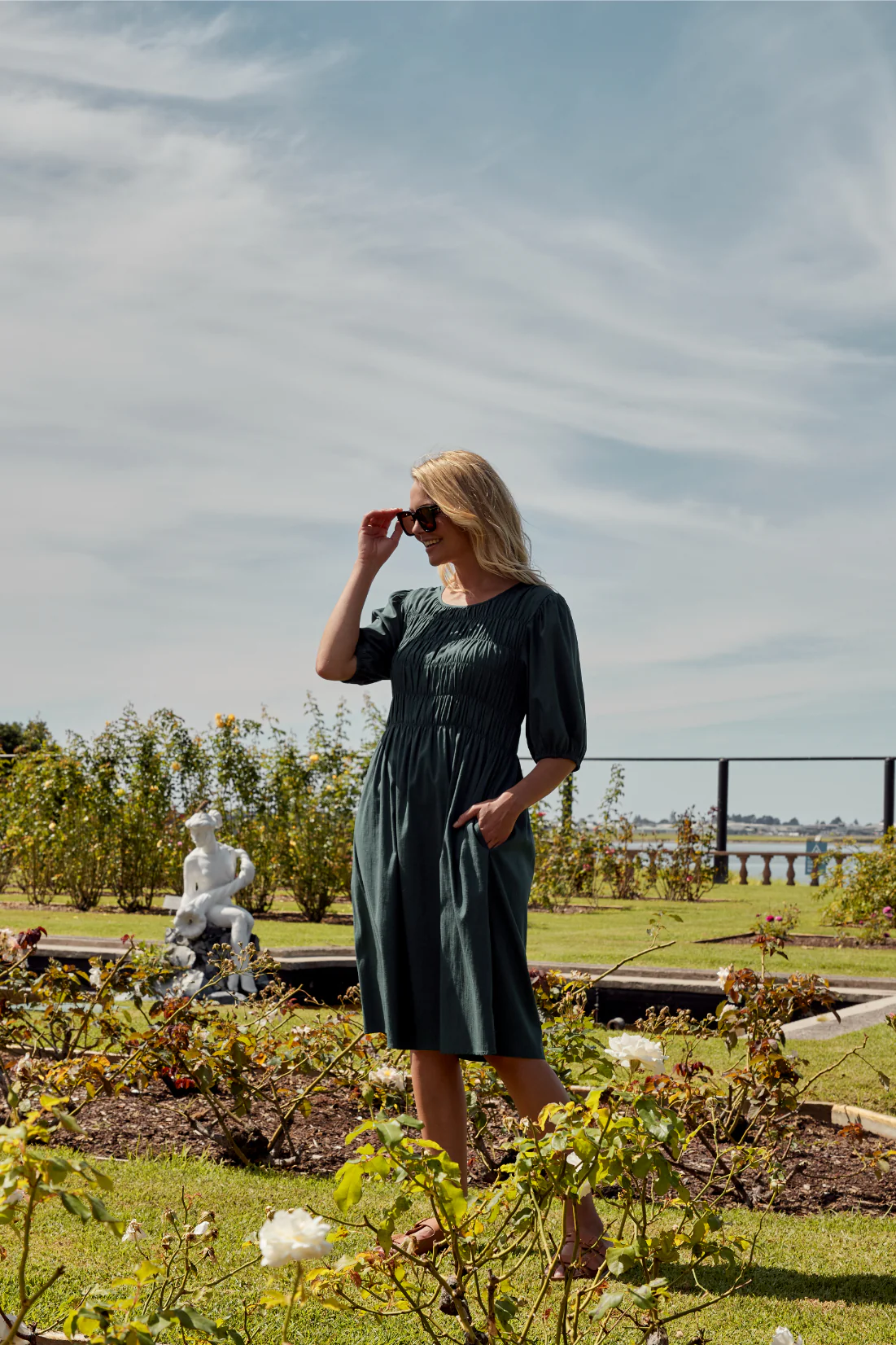 Zafina Sienna Dress - Deep Green - Image 4