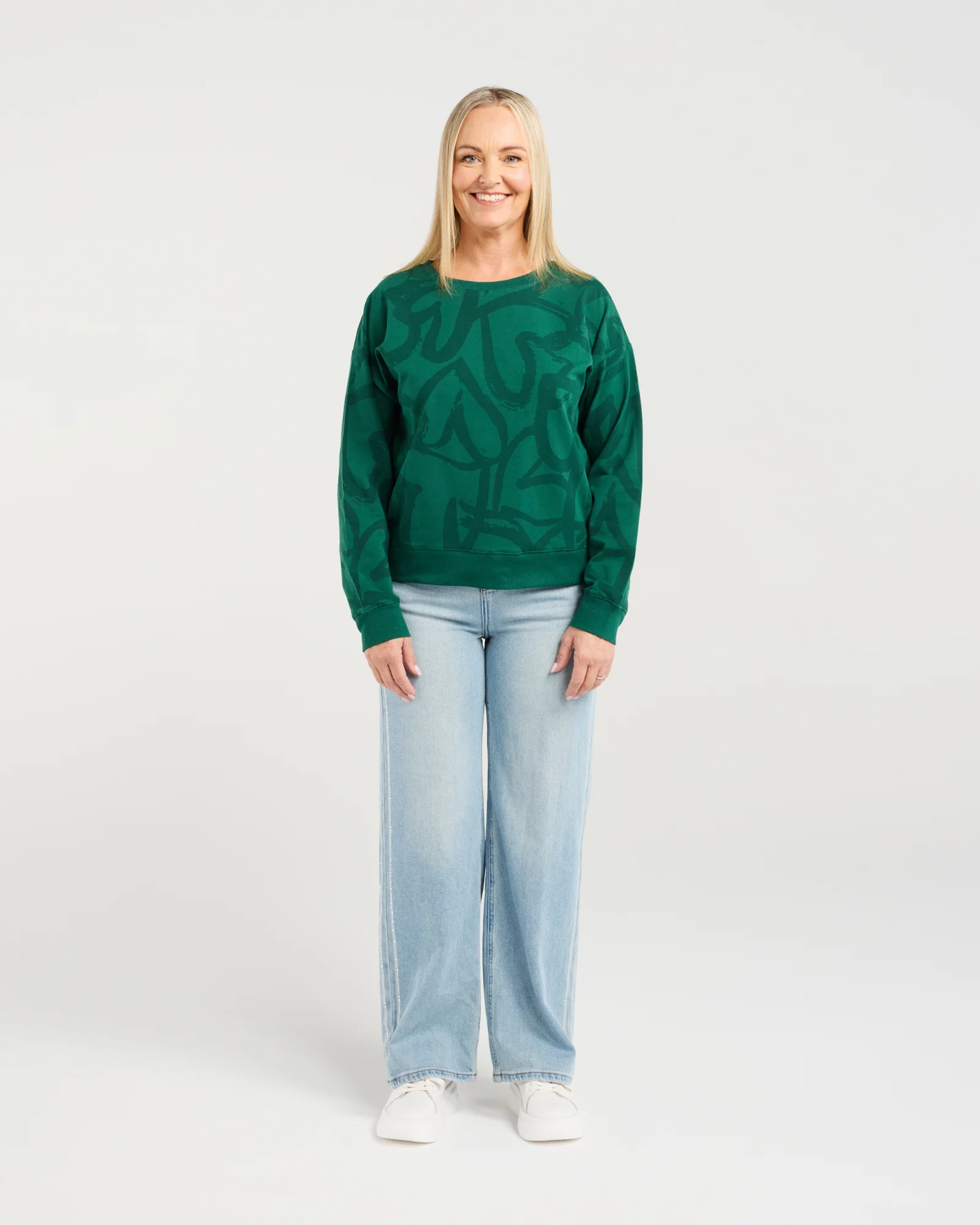 Zafina Verona Jumper Green Hearts - Image 2